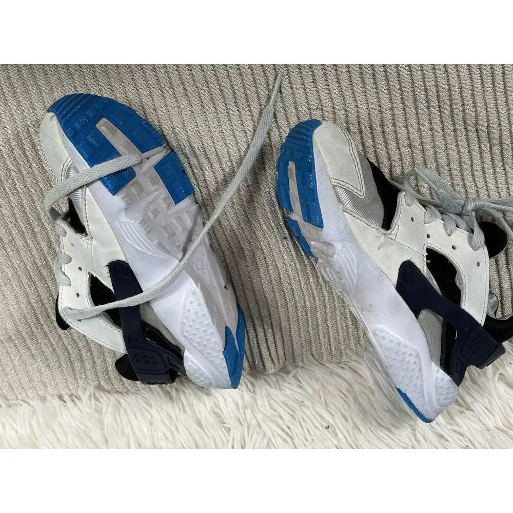 Nike Huarache Run Shoes Kids Size 13C White Black Blue Athletic 704949-419